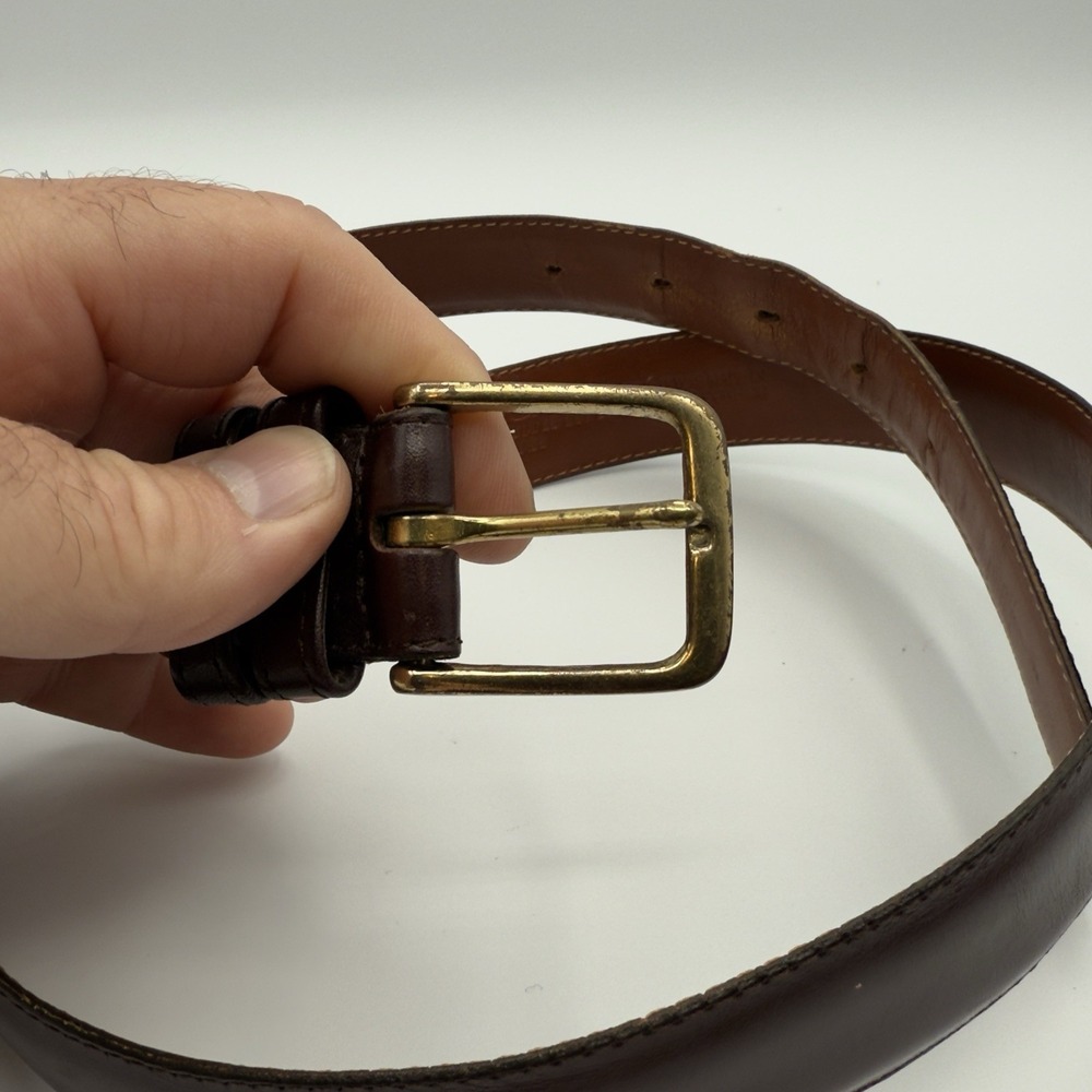 Coach Dress Belt Mens Size 36‎ Burgundy Smooth Leather Made USA Brass Buckle VTG